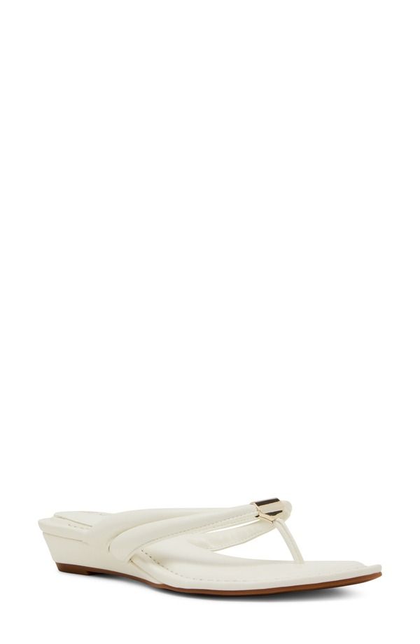 アンクライン レディース シューズ ヒール サンダル Anne Klein Bari Wedge Sandal White ホワイト