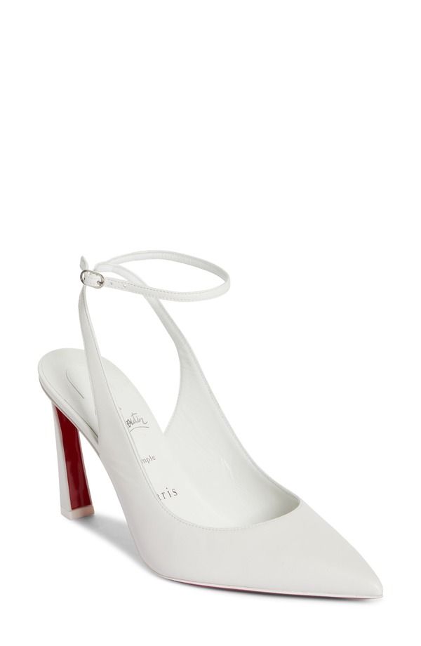 クリスチャン・ルブタン レディース シューズ パンプス Christian Louboutin Condora Pointed Toe Slingback Pump White ホワイト