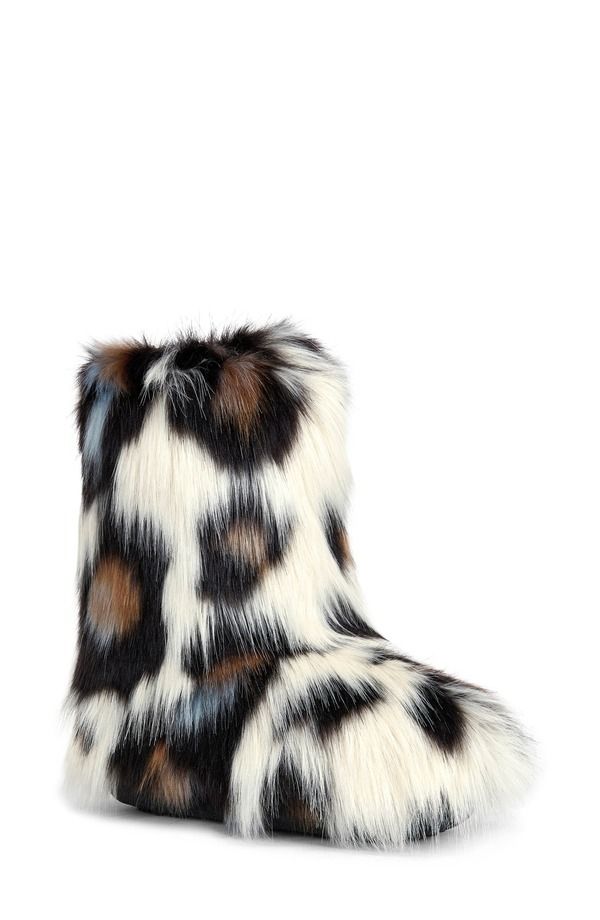 アザレア ワン レディース シューズ ブーツ・レインブーツ プリント AZALEA WANG Albert Leopard Print Faux Fur Bootie White Multi ホワイト