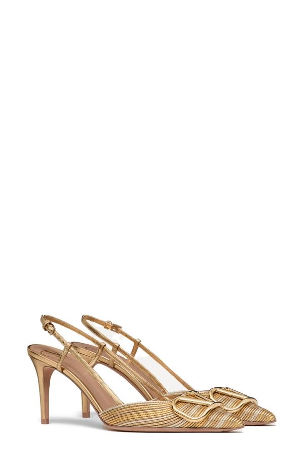 ヴァレンティノ レディース シューズ パンプス トール ロゴ Valentino Garavani VLOGO Signature Metallic Slingback Pump Gold ゴールド