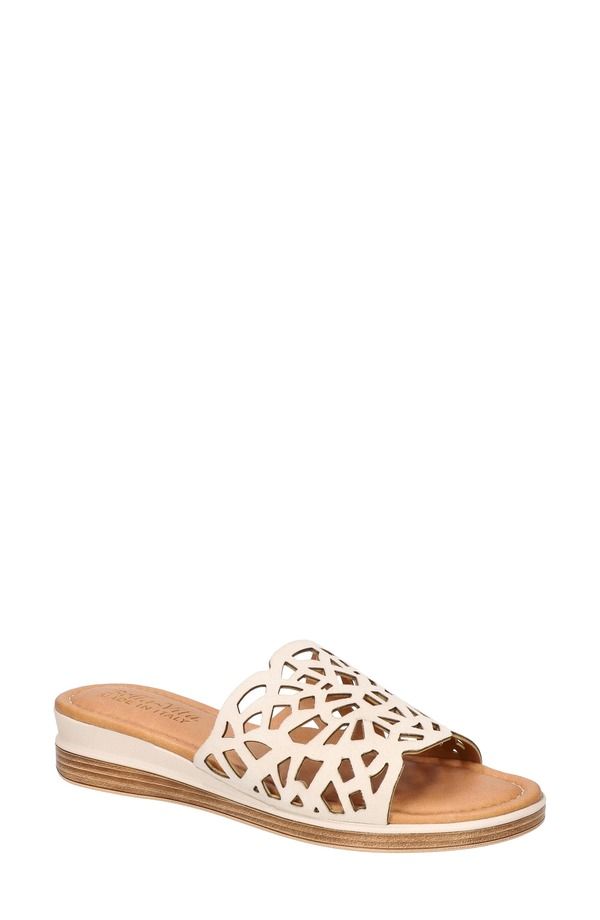 ベラヴィータ レディース シューズ ヒール サンダル Bella Vita CasItaly Wedge Slide Sandal Stone Italian Leather ストーン
