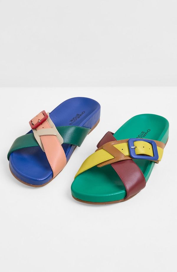 シャーロットストーン レディース シューズ サンダル Charlotte Stone Sylas Mismatch Crossover Slide Sandal Kingston
