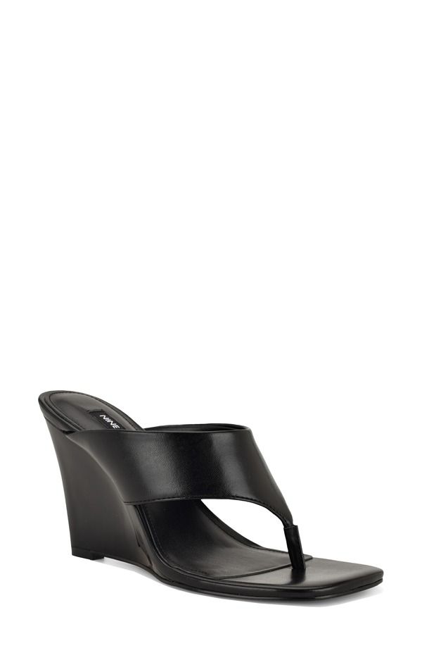 ナインウェスト レディース シューズ ヒール Nine West Presa Wedge Flip Flop Black Black ブラック