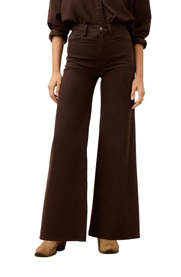 ファレティ レディース ボトムス デニムパンツ ワイドレッグ ハイウエスト ジーンズ Faherty Saturday High Waist Wide Leg Jeans Chocolate Brown ブラウン