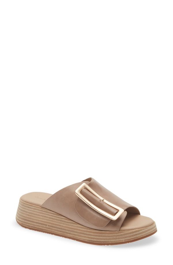 ショコラブルー レディース シューズ ヒール プラットフォーム サンダル Chocolat Blu Ela Platform Wedge Slide Sandal Khaki Leather カーキ