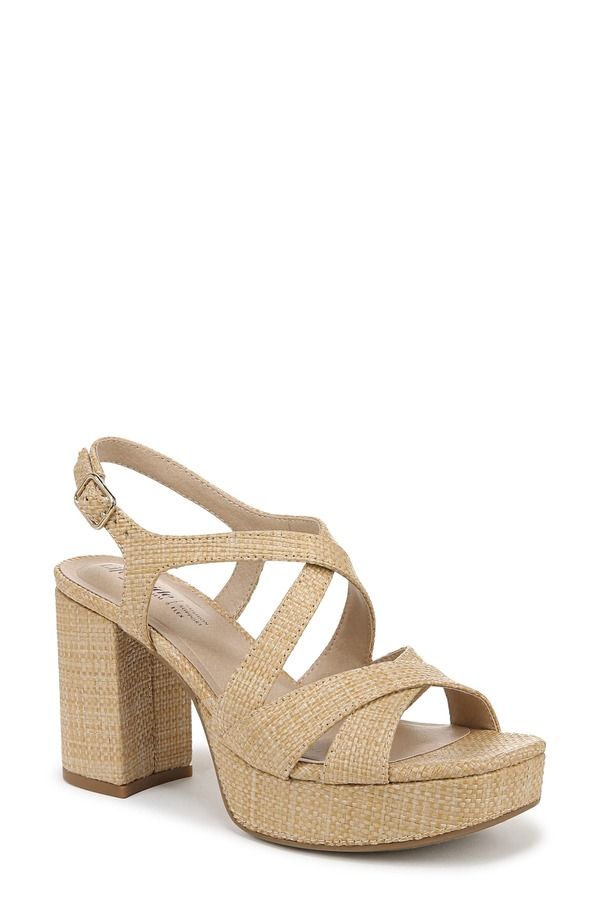 ライフストライド レディース シューズ ヒール プラットフォーム サンダル LifeStride Adrianna Slingback Platform Sandal Wide Width Available Natural
