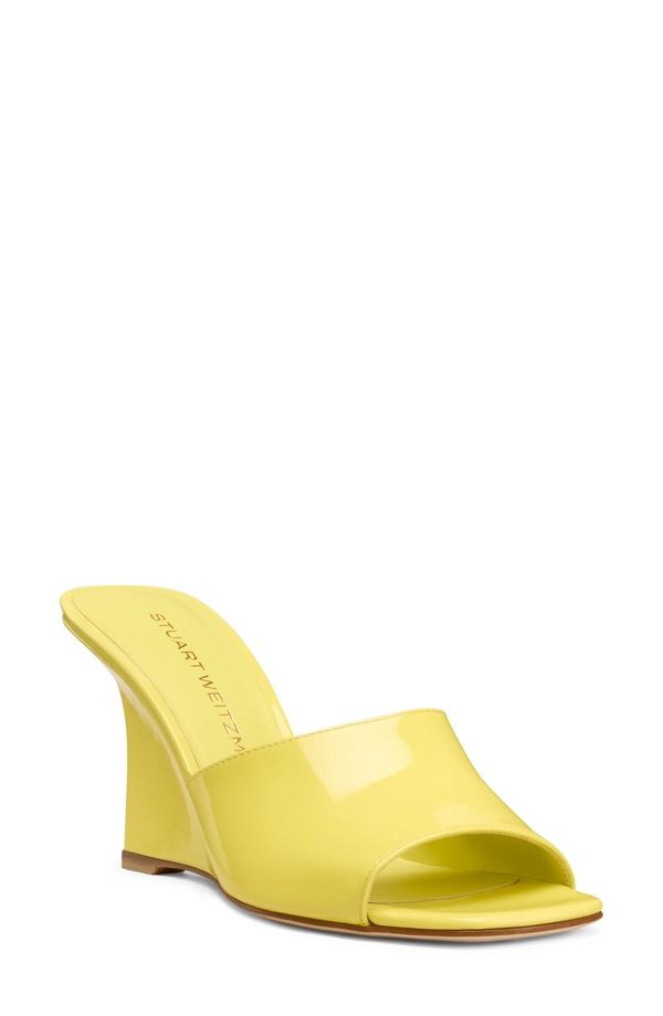 スチュアート ワイツマン レディース シューズ ヒール レザー Stuart Weitzman Vinnie 85 Patent Leather Wedge Mule Citrine