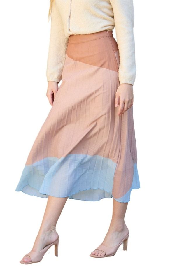 リリーアンドライオネル レディース ボトムスカート プリーツ マキシ LILY AND LIONELadbarn Colour Block Pleated Maxi Skirt Orange オレンジ