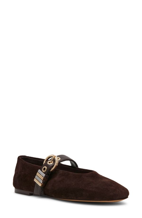 スティーブ マデン レディース シューズ パンプス Steve Madden Lucia Mary Jane Flat Brown Suede ブラウン