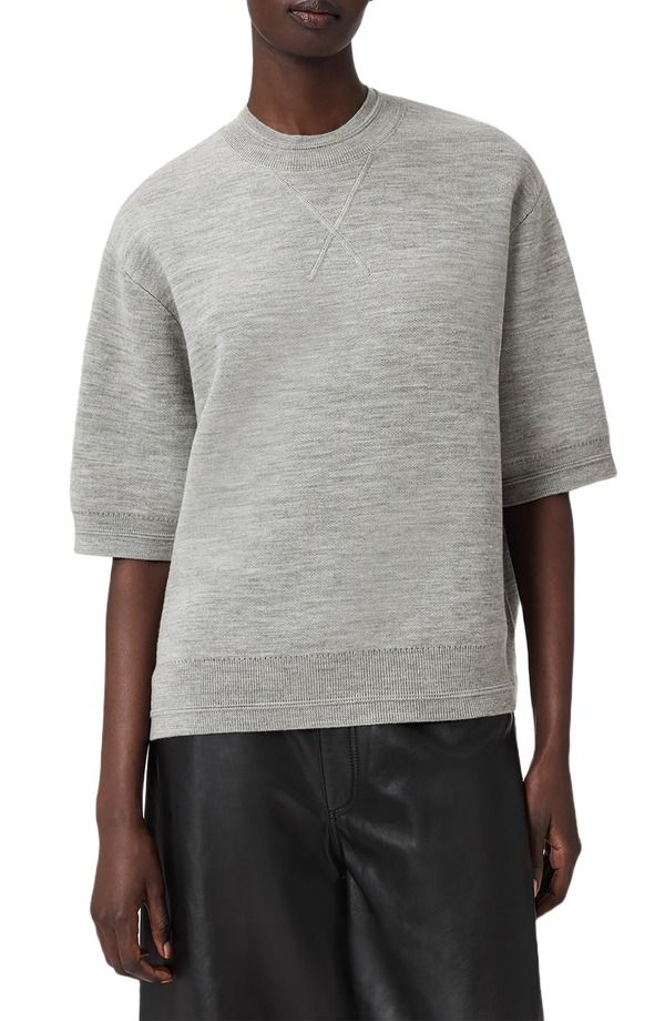 オールセインツ レディース アウター パーカー・スウェット ウール シャツ AllSaints Nika Elbow Sleeve Wool Sweatshirt Grey Marl グレー