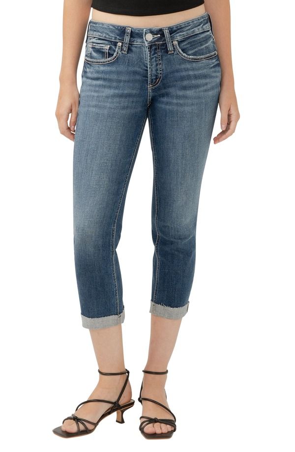 シルバー ジーンズ レディース ボトムス カジュアルパンツ ローライズ キャップ Silver Jeans Co Britt Low Rise Capri Jeans Indigo インディゴ
