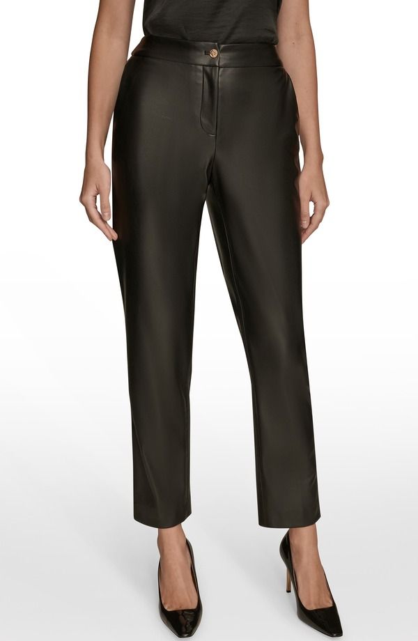 ダナ キャラン ニューヨーク レディース ボトムス レギンスリムフィット パンツ アンクル レザー フェイクレザー Donna Karanew York Faux Leather Ankle Slim Fit Pants Black ブラック