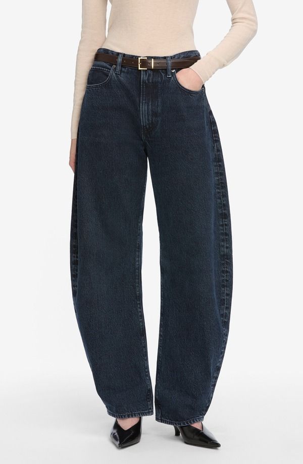フレーム レディース ボトムス デニムパンツ ハイウエスト ジーンズ FRAME The Bubble High Waist Barrel Jeans Dorado