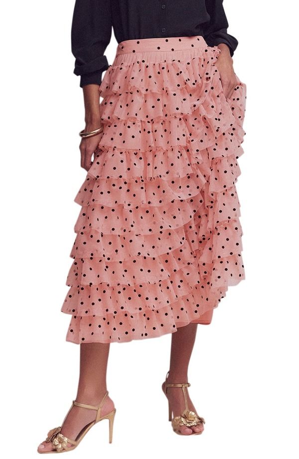 ボーデン レディース ボトムスカート チュール フリル Boden Ruffle Tulle Skirt Pink Paintedot ピンク