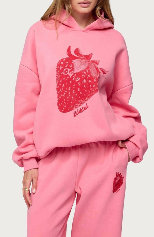 アディクテッド レディース アウター パーカー・スウェット EDIKTED Strawberry Babe Hoodie Pink ピンク 15,961円