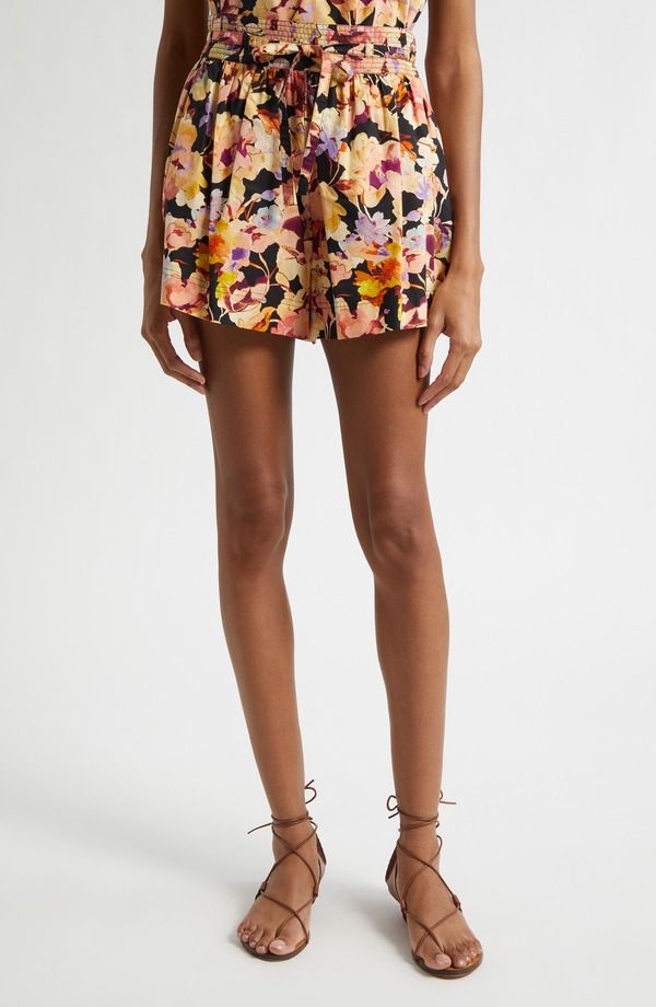 ウラ・ジョンソン レディース ボトムス ハーフパンツ・ショーツ フラワー柄 ショートパンツ コットン フラワー Ulla Johnson Rowan Floral Cotton Shorts Night Bloom