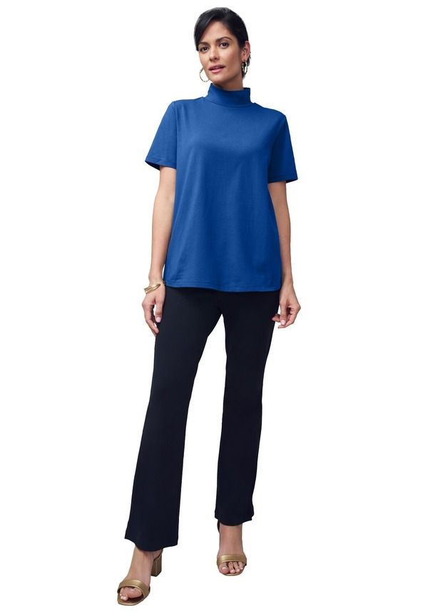 ジェシカロンドン レディース トップス シャツ モックネック Jessica London Short Sleeve Mock Neck Dark Sapphire サファイア