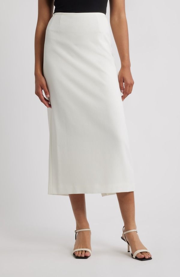 カスパール レディース ボトムスカート ミディ KASPER Stretch Midi Skirt Vanilla Ice