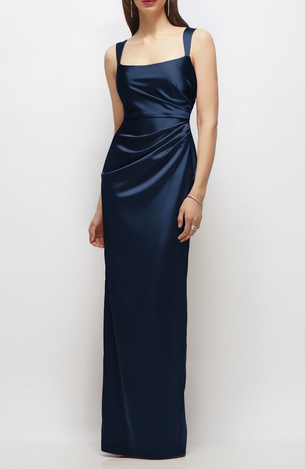 アフターシックス レディース トップス ワンピース サテン After Six Square Neck Satin Charmeuse Column Gown Midnight
