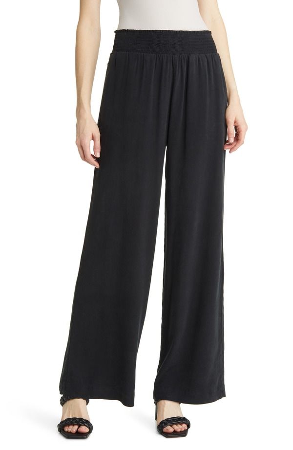 ベラダール レディース ボトムス レギンス ワイドレッグ パンツ Bella Dahl Smock Waist Wide Leg Pants Vintage Black ブラック