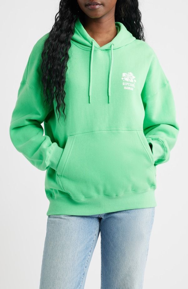リップカール レディース アウター パーカー・スウェット Rip Curl Surf Puff Heritage Hoodie Pullover Green Hawaii グリーン