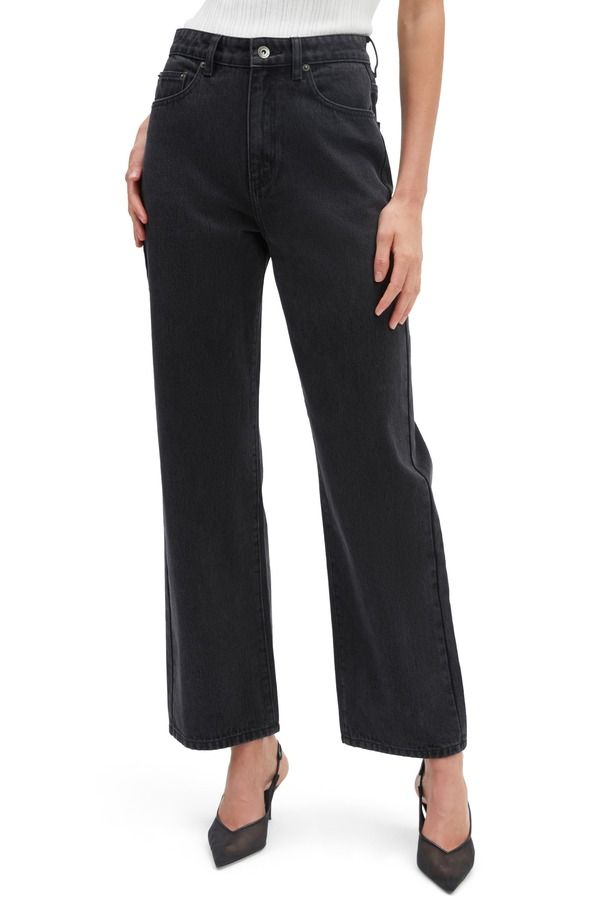 バードット レディース ボトムス デニムパンツ ワイドレッグ ハイウエスト ジーンズ Bardot Cindy High Waist Wide Leg Jeans Washed Black ブラック