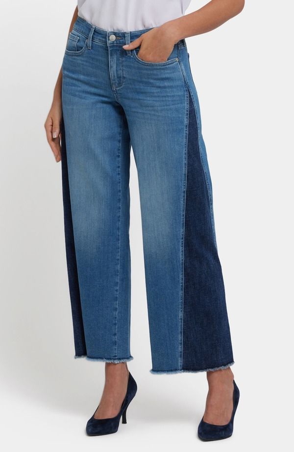エヌワイディージェイ レディース ボトムス デニムパンツ ワイドレッグ コントラスト ジーンズ NYDJ Teresa Contrast Panel Wide Leg Jeans Avenue Blue ブルー