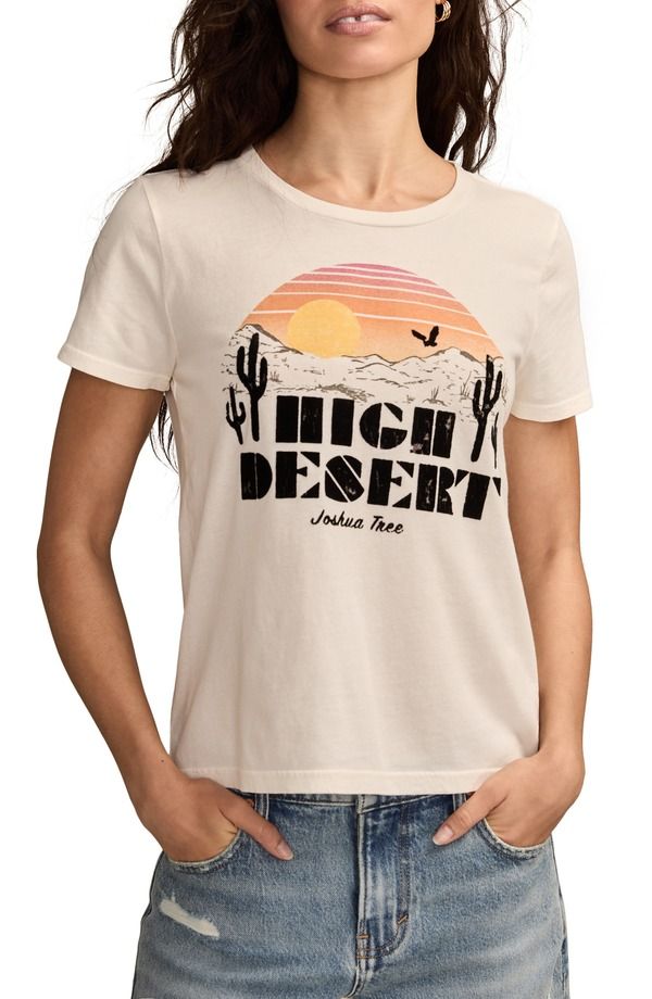 ラッキーブランド レディース トップス Tシャツ グラフィック Lucky Brand High Desert Graphic TShirt Gardenia