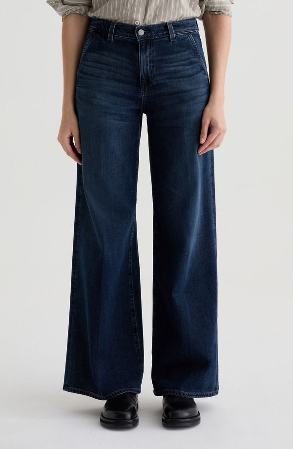 エージー レディース ボトムス デニムパンツ ワイドレッグ ジーンズ AG Stella Mid Rise Wide Leg Palazzo Jeans Poise