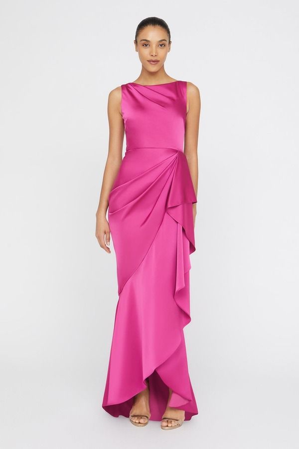 セイア レディース トップス ワンピース ドレープ Theia Harper Draped Wrap Gown Shadow Rose