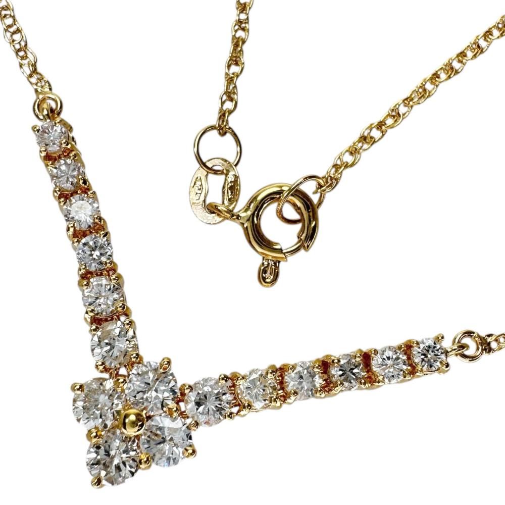 【UNOAERRE/ウノアエレ】ダイヤモンド 1.00ct ネックレス K18YGイエローゴールド 18金 3.6g 39.5cm レディース 【中古】【真子質店】【NN】