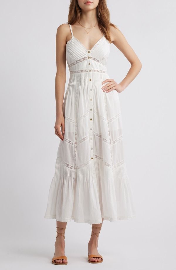 ラブスハックファンシー レディース トップス ワンピース レーストリム コットン レース LoveShackFancy Esilda Lace Trim Cotton Dress True White ホワイト