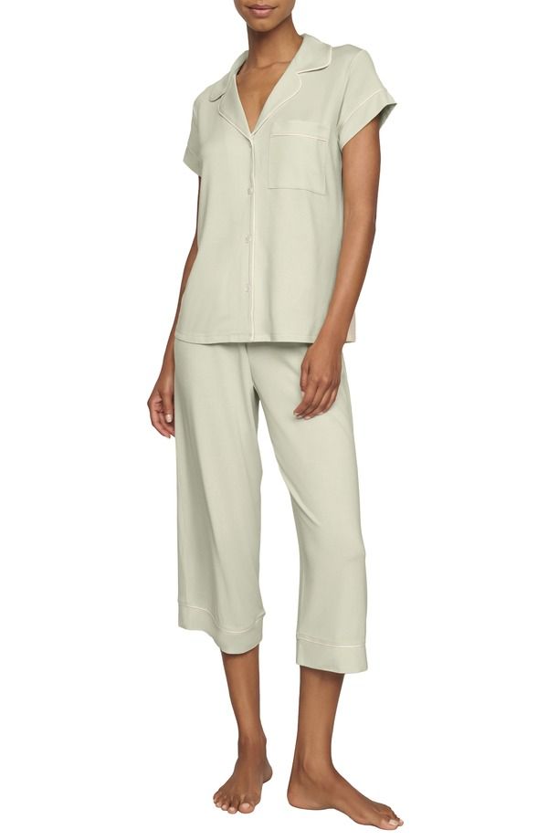 エバージェイ レディース アンダーウェア ナイトウェア クロップド Eberjey Gisele Short Sleeve Cropped PajamaseafoamIvory アイボリー