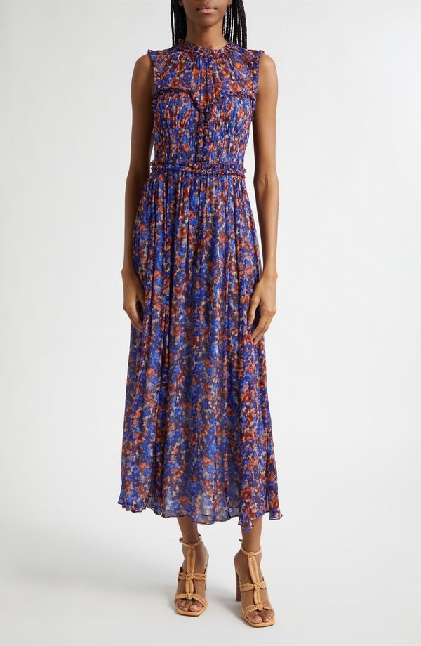 ウラ・ジョンソン レディース トップス ワンピース フラワー柄 ミディ シルク フラワー Ulla Johnson Kasia Floral Silk Midi Dress Violet バイオレット