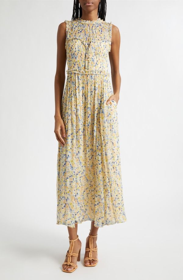 ウラ・ジョンソン レディース トップス ワンピース フラワー柄 ミディ シルク フラワー Ulla Johnson Kasia Floral Silk Midi Dress Daffodil