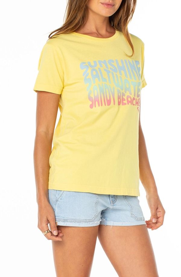 ロキシー レディース トップス Tシャツ グラフィック Roxy Sandy Beaches Graphic TShirt Lemon Drop