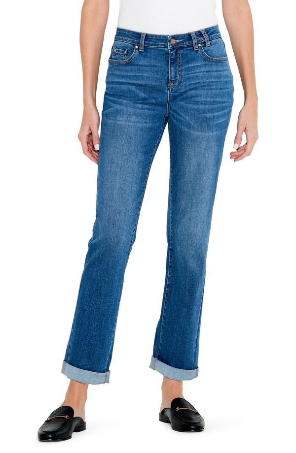 ニックプラスゾーイ レディース ボトムス デニムパンツ ストレート ハイウエスト ジーンズ NICZOE Cuffed High Waistraight Legirlfriend Jeans Atlantic 18,485円