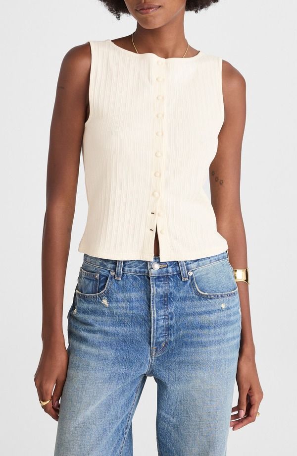 メイドウェル レディース トップス シャツ クルーネック ベスト Madewell Rib Crewneck Vestank Vintage Ivory アイボリー 14,425円