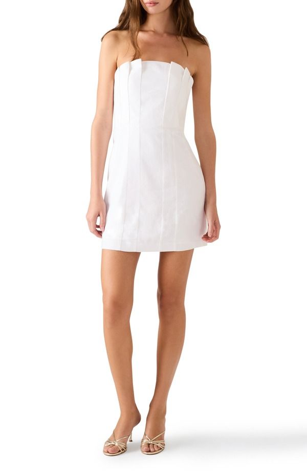 スティーブ マデン レディース トップス ワンピース ミニ ストラップレス Steve Madden Luciella Strapless Minidress White ホワイト