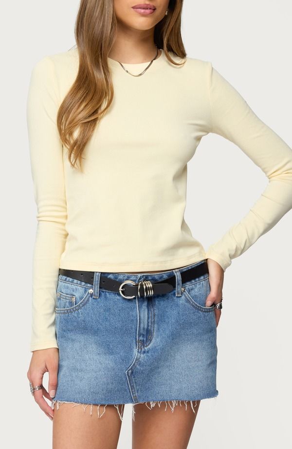 アディクテッド レディース トップス Tシャツ EDIKTED Kiyan Long Sleeve TShirt Yellow イエロー