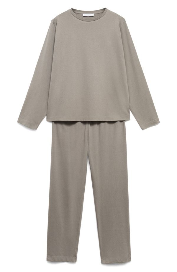 マンゴ レディース アンダーウェア ナイトウェア コットン MANGO Plain Cotton Pajamas Medium Brown ブラウン
