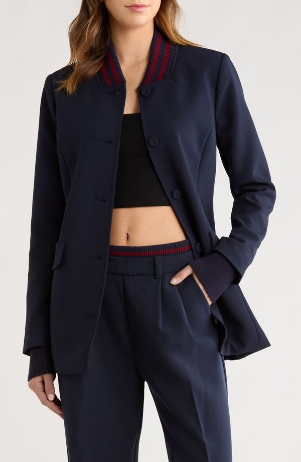 フェイバリット ドーター レディース アウター ジャケット・ブルゾン ブレザー Favorite Daughter The Varsity Blazer Navy Vino ネイビー