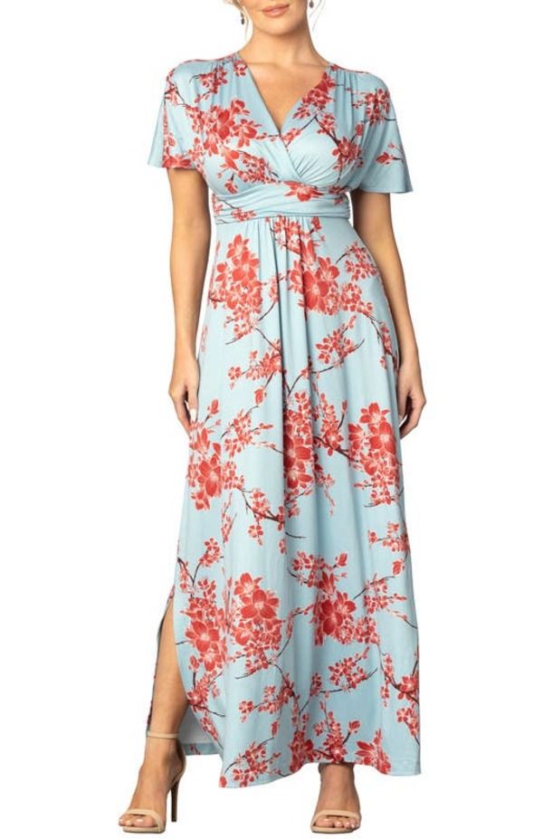 キヨナ レディース トップス ワンピース Vネック マキシ Kiyonna Vienna VNeck Maxi Dress Cherry Blossom Print