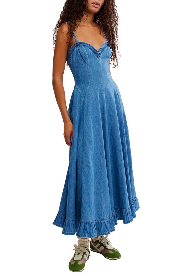 フリーピープル レディース ボトムス デニムパンツ ミディワンピース ミディ Free People Another Season Denimidi Dress Boardwalk Blue ブルー