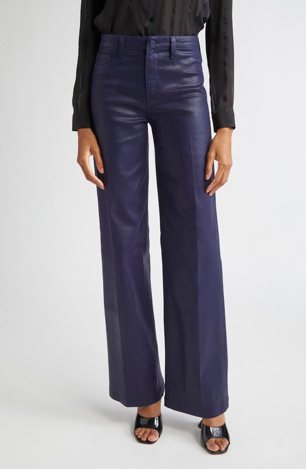 ラジャンス レディース ボトムス レギンス ワイドレッグ ハイウエスト パンツ LAGENCE Clayton High Waist Wide Leg Pants Deep Midnight Coated