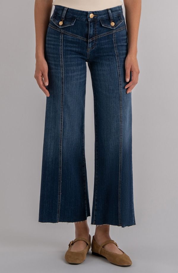 カットフロムザクロス レディース ボトムス デニムパンツ ワイドレッグ ハイウエスト アンクル ジーンズ KUT from the Kloth Meg High Waist Ankle Wide Leg Jeans Poise