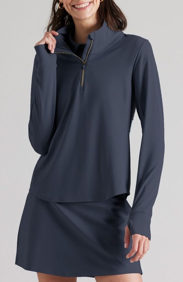 ローヌ レディース アウター パーカー・スウェット ハーフジップ Rhone Course to Court Long Sleeve Quarter Zip Top Navy Blue ネイビー