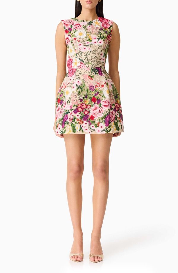 エリアット レディース トップス ワンピース フラワー柄 ミニ スカート 刺繍 フラワー Elliatt Floral Embroidered Tulip Skirt Minidress Nude Multi Floral マルチカラー