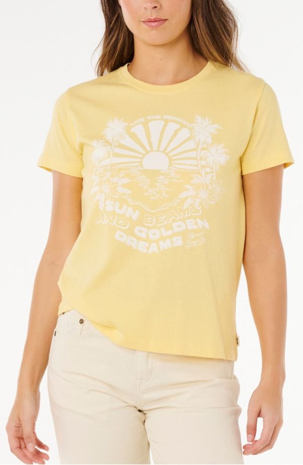 リップカール レディース トップス Tシャツ グラフィック Rip Curl Sun Beams Graphic TShirt Golden Yellow イエロー