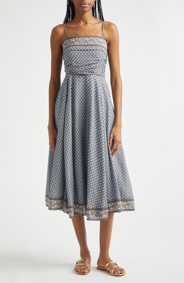 ヴェロニカ ベアード レディース トップス ワンピース プリント ギャザー ミディ Veronica Beard Lana Ruched Medallion Paisley Print Midi Dress Blue Jay Multi ブルー